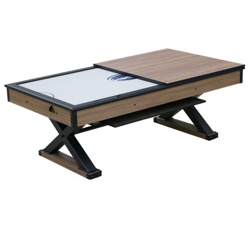 Комплект 2 в 1 «Superior» — аэрохоккей обеденный 7 ф + 4 стула «Pride» (221 x 120 x 82 см, мореный дуб, стулья беленый дуб, столешница, аксессуары)